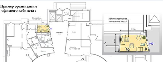 Пример планировки небольшого офисного кабинета в БЦ Терминал